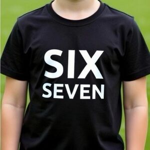 Black "6 7 / SIX SEVEN" T-Shirt with White Print